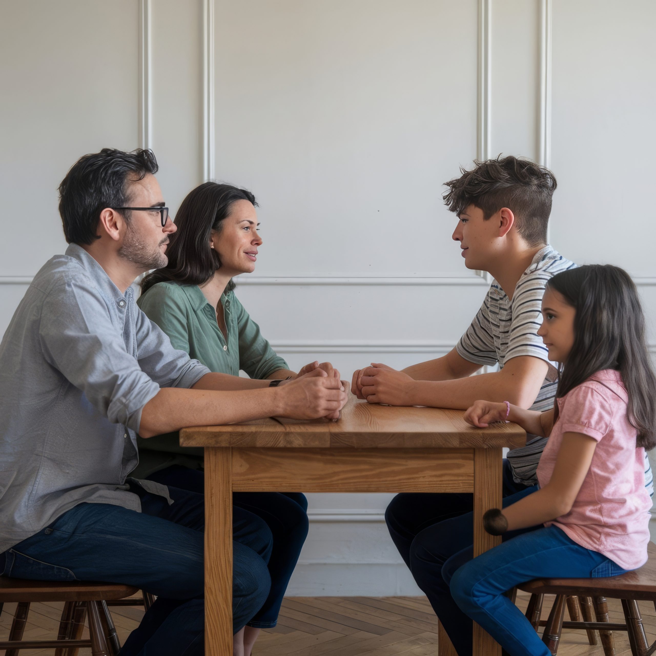 side-view-family-members-sitting-table